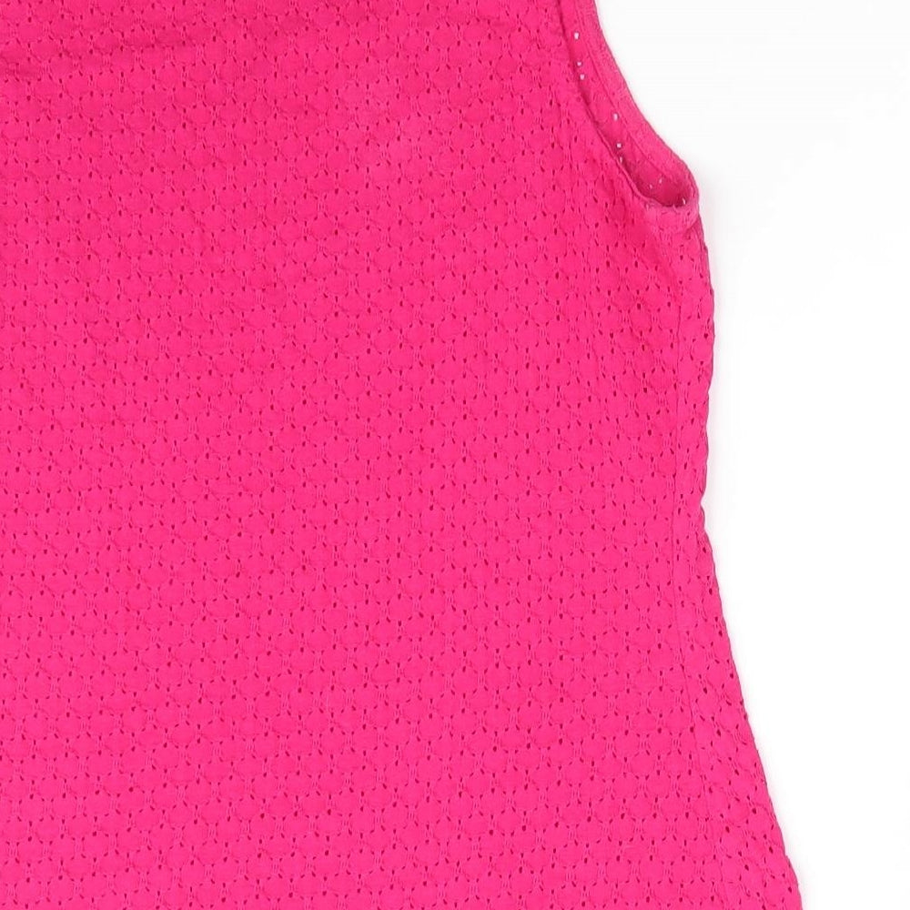 New Look Womens Pink Argyle/Diamond Polyester Tunic Blouse Size 10 Round Neck - Cut out pattern