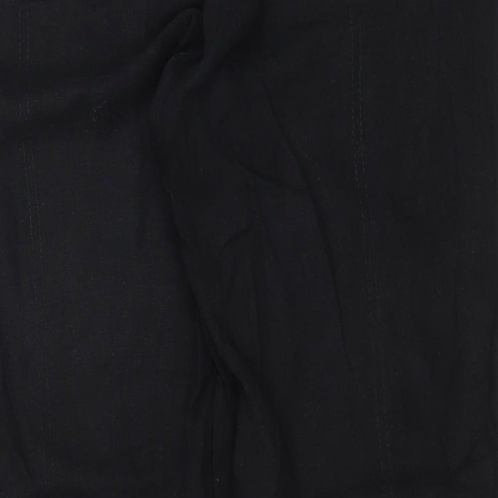 Authentic Womens Black Linen Trousers Size 16 L28 in Regular