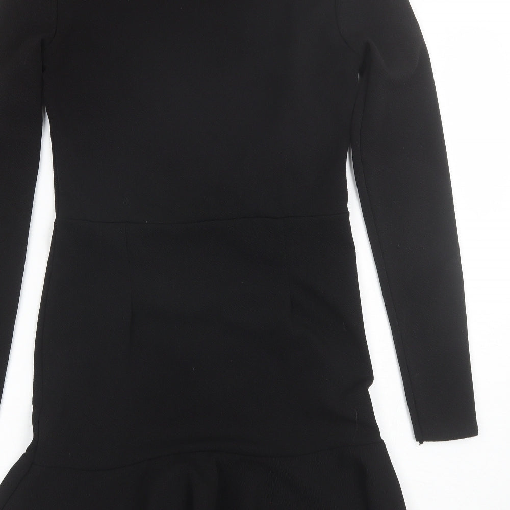 Boohoo Womens Black Polyester Shift Size 10 Round Neck
