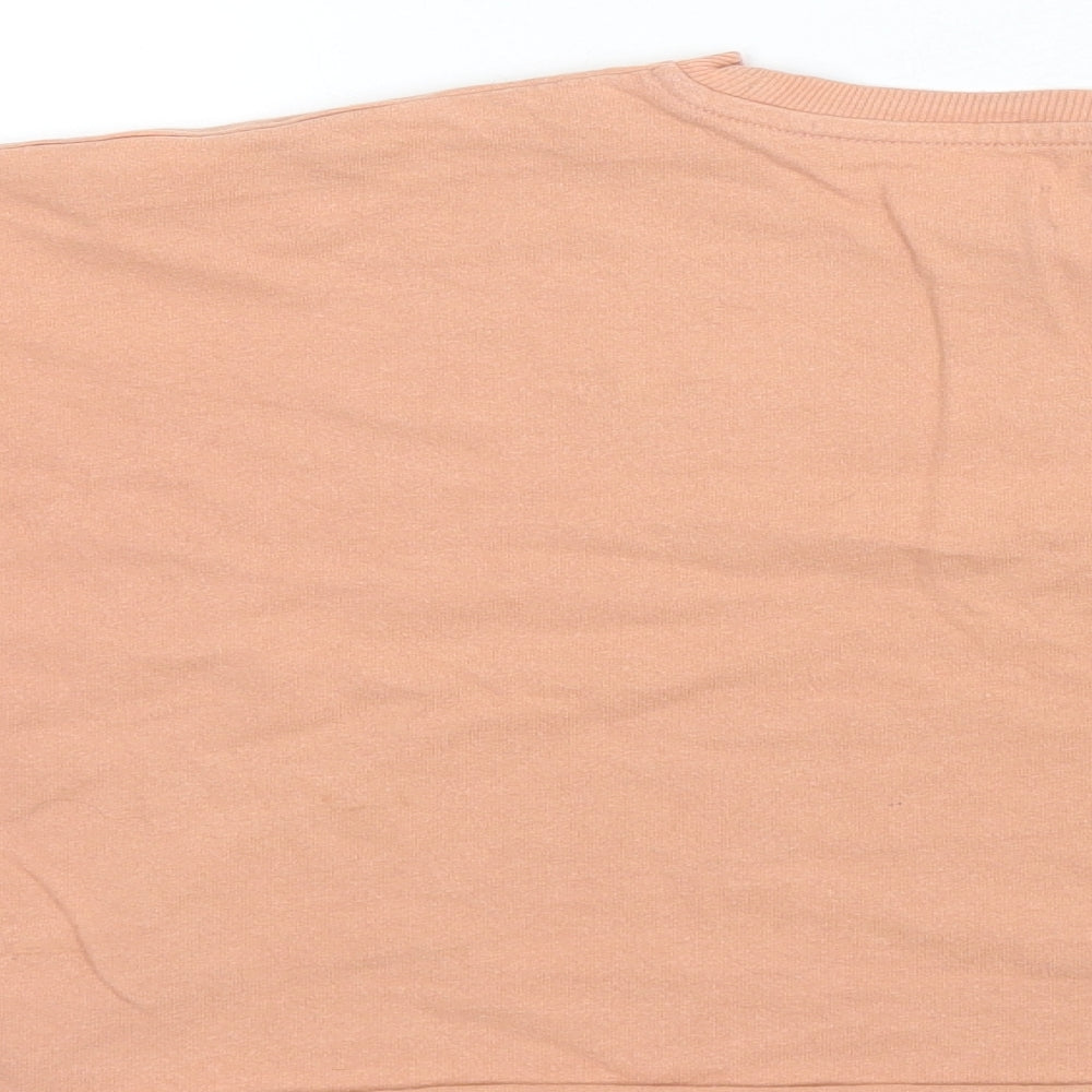 Topshop Womens Orange Cotton Basic T-Shirt Size 10 Round Neck - Cropped
