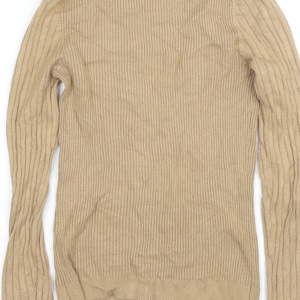 New Look Womens Beige Round Neck Viscose Pullover Jumper Size 10