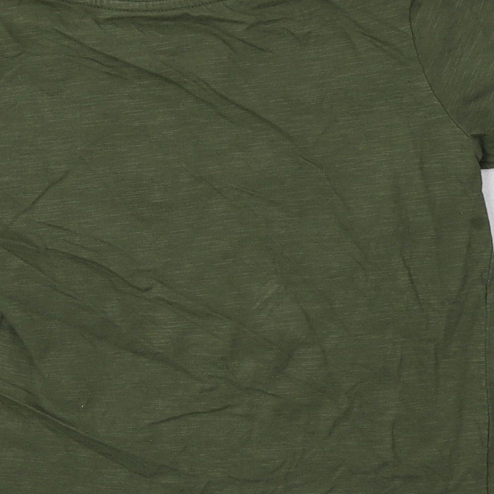 F&F Boys Green Cotton Basic T-Shirt Size 5-6 Years Crew Neck - Dino