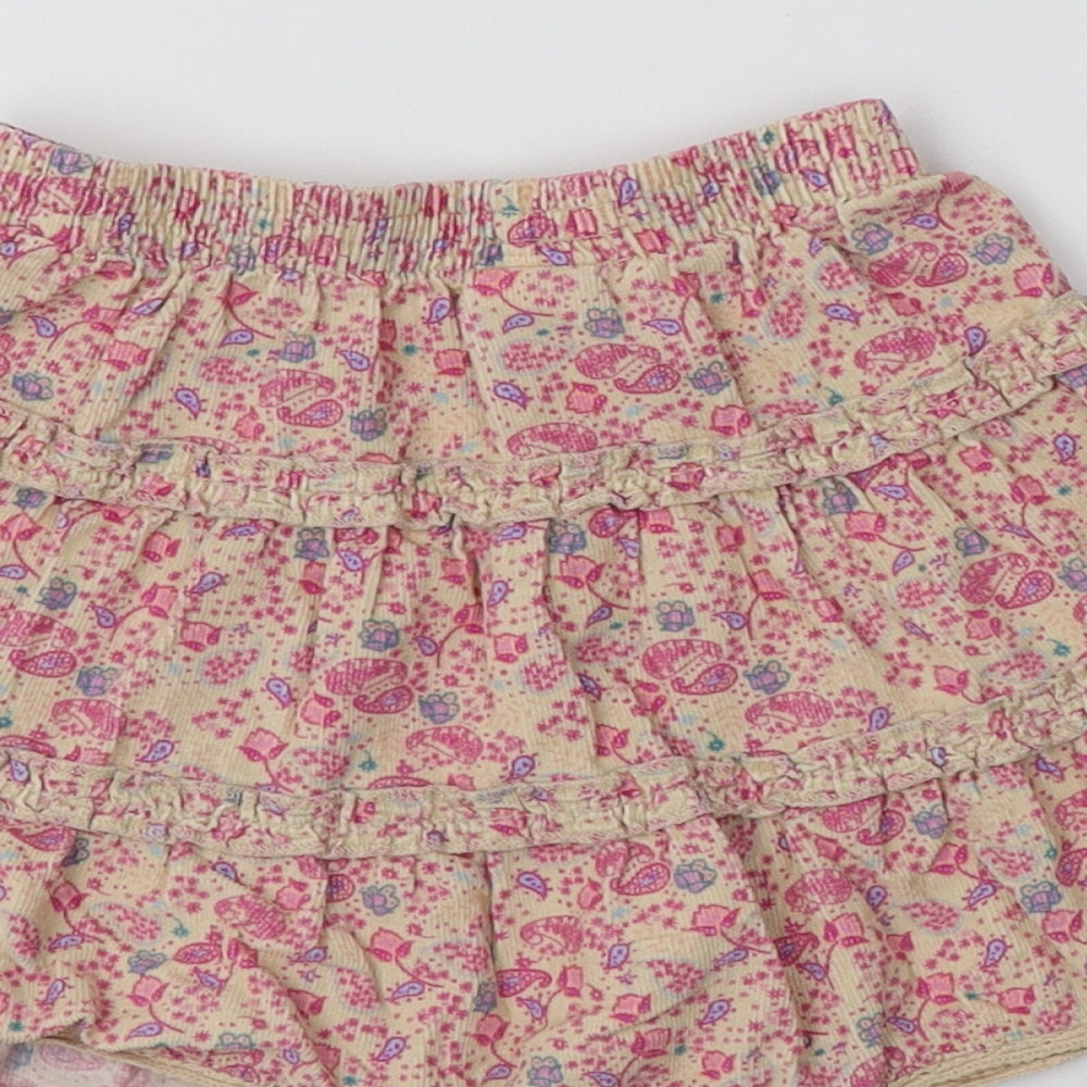 MINIMODE Girls Ivory Floral Cotton Flare Skirt Size 2-3 Years Regular