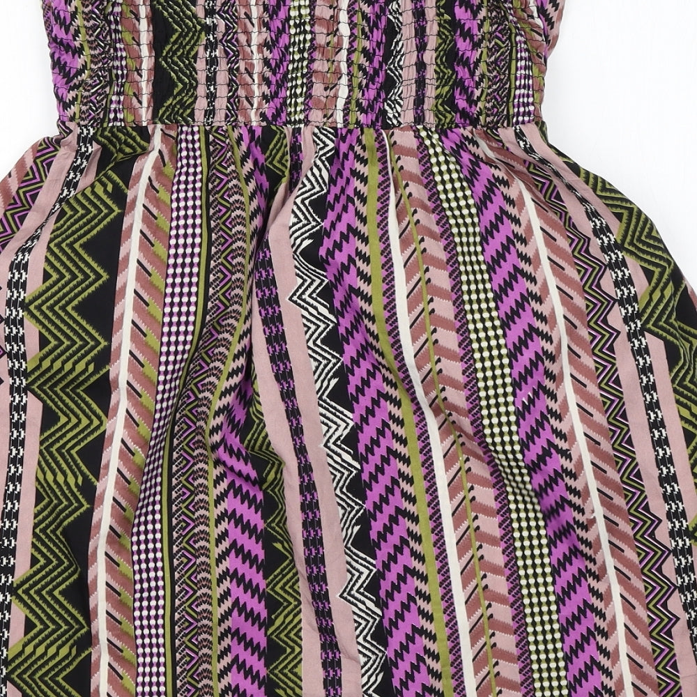 Mela Lover London Womens Multicoloured Geometric Polyester A-Line Size 10 One Shoulder