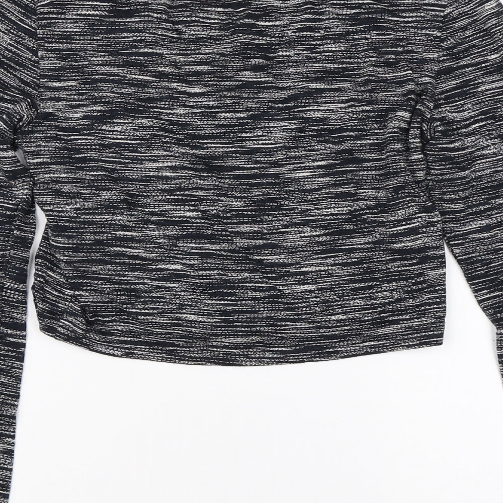 Divided Womens Black Striped Viscose Basic T-Shirt Size XS Round Neck