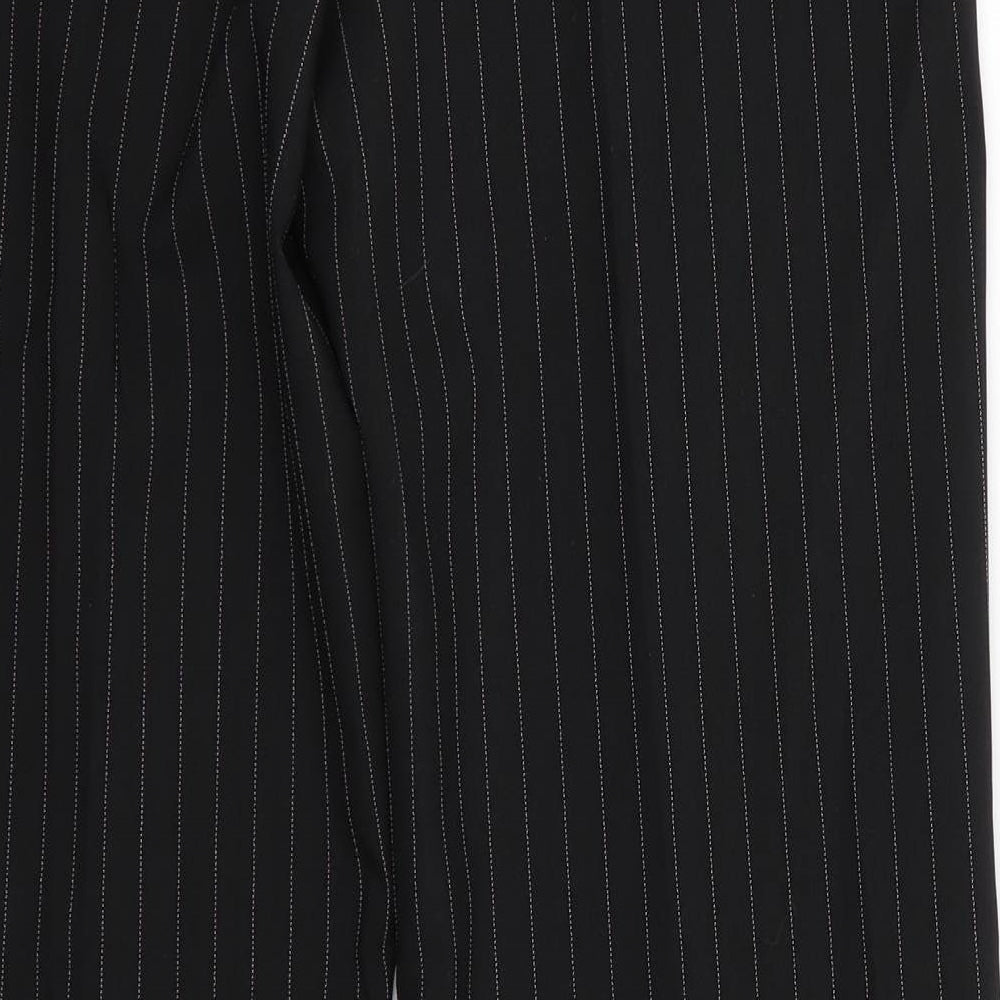 Dorothy Perkins Womens Black Striped Polyester Trousers Size 14 L30.5 in Regular - White Stripe Turn Ups