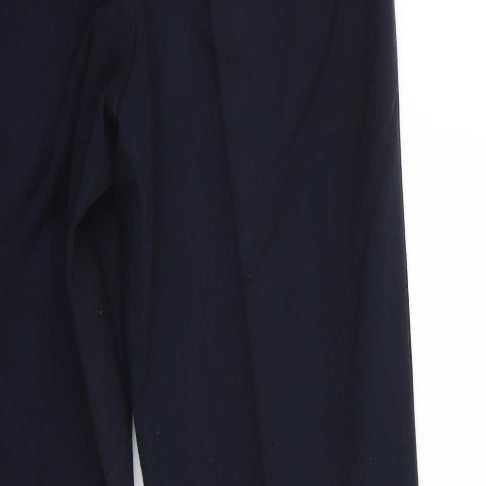 Marks and Spencer Womens Blue Polyester Trousers Size 6 L29 in Slim - Navy Blue