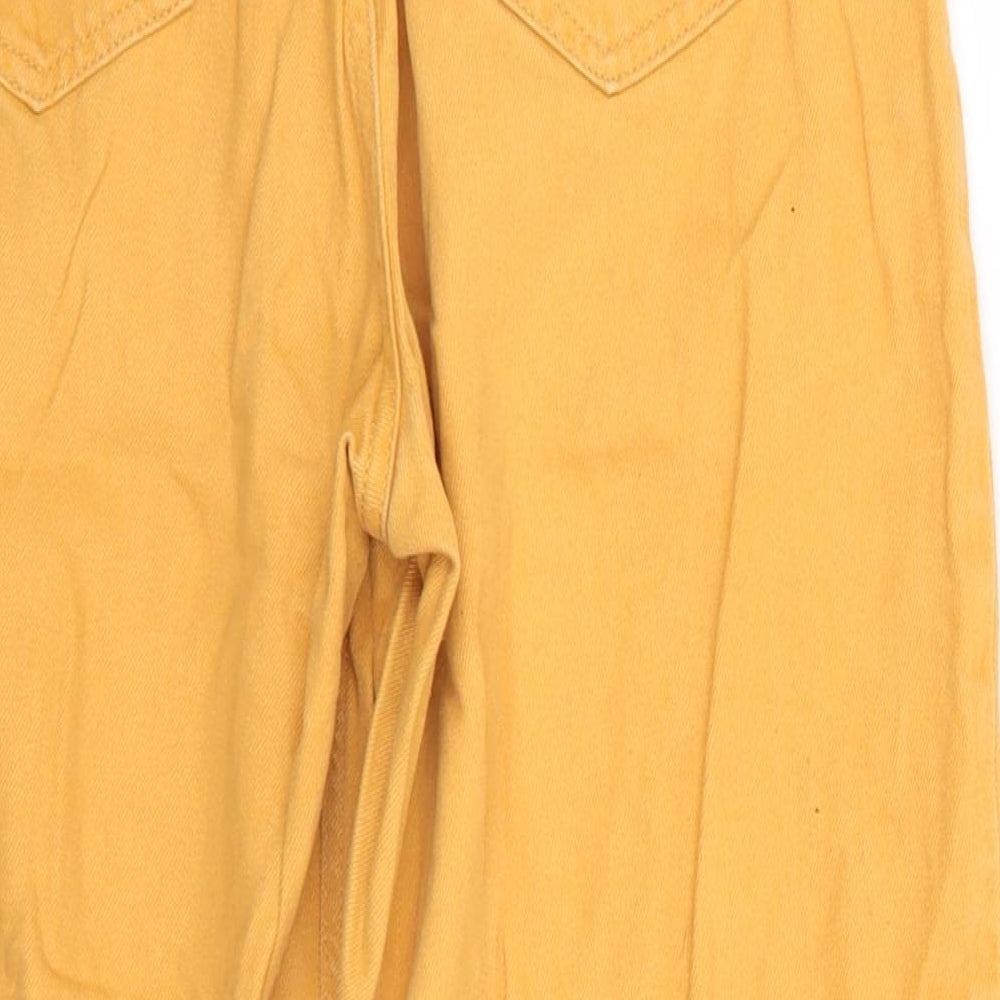 Denim Co Womens Yellow Cotton Cropped Jeans Size 8 L23 in Regular - Yellow Gold colour Freyed Hems