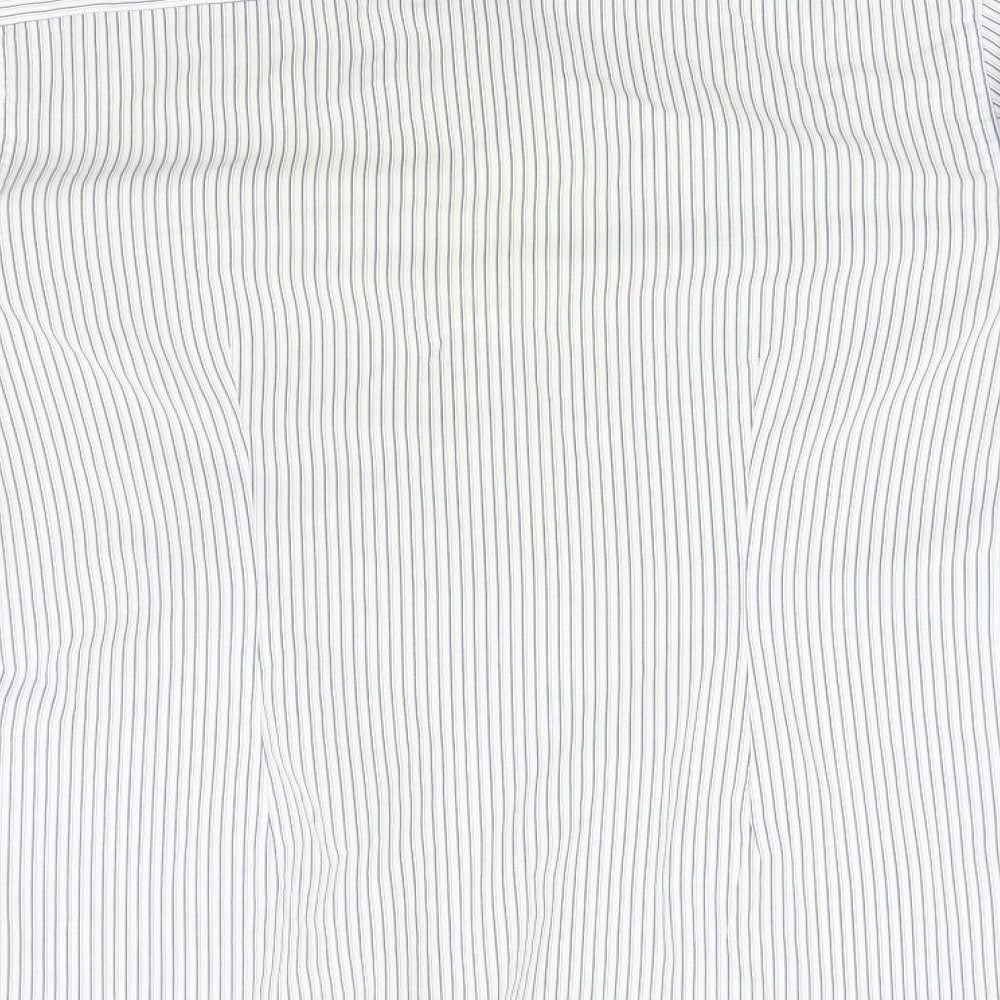 NEXT Mens Blue Striped Polyester Button-Up Size 15.5 Collared