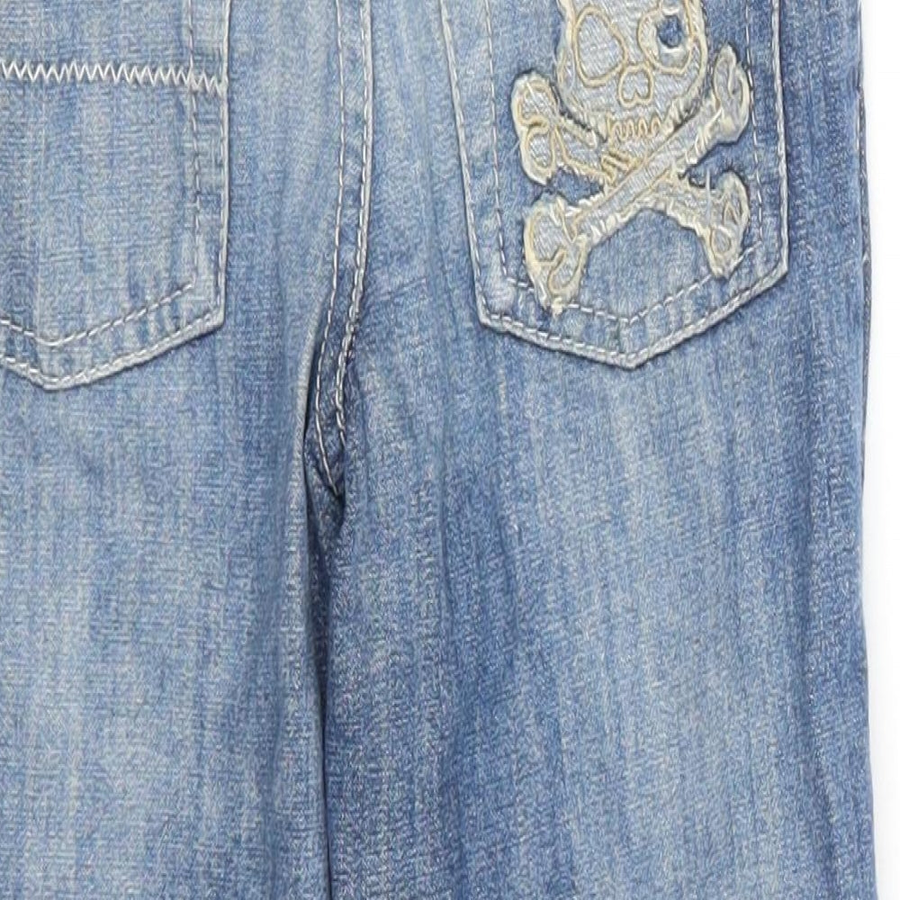 Denim & Co. Boys Blue Cotton Straight Jeans Size 5-6 Years Regular - Skull and Bones