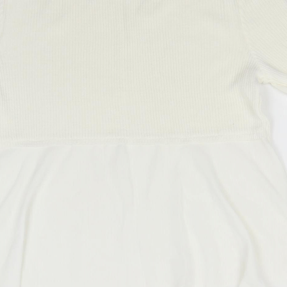 Miss Selfridge Womens White Round Neck Acrylic Pullover Jumper Size 12