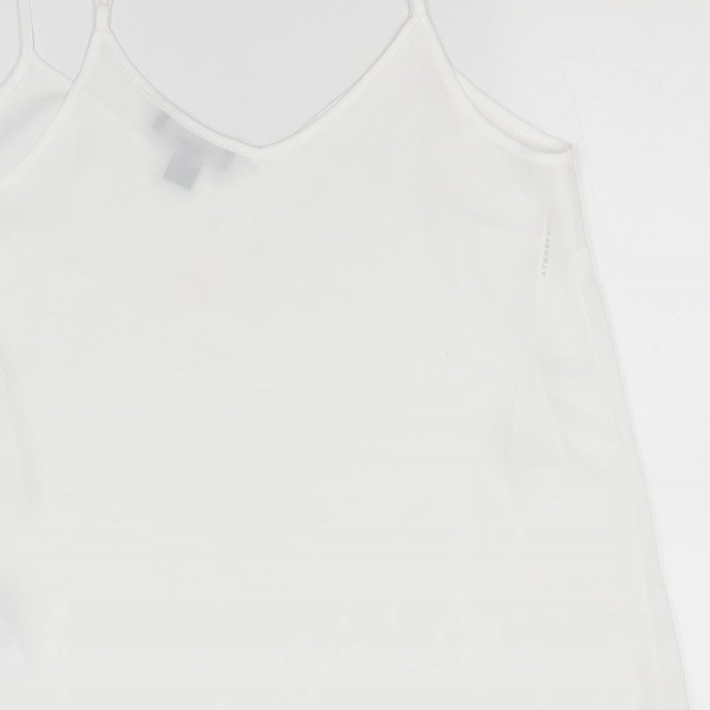 Atmosphere Womens White Polyester Basic Tank Size 10 Off the Shoulder