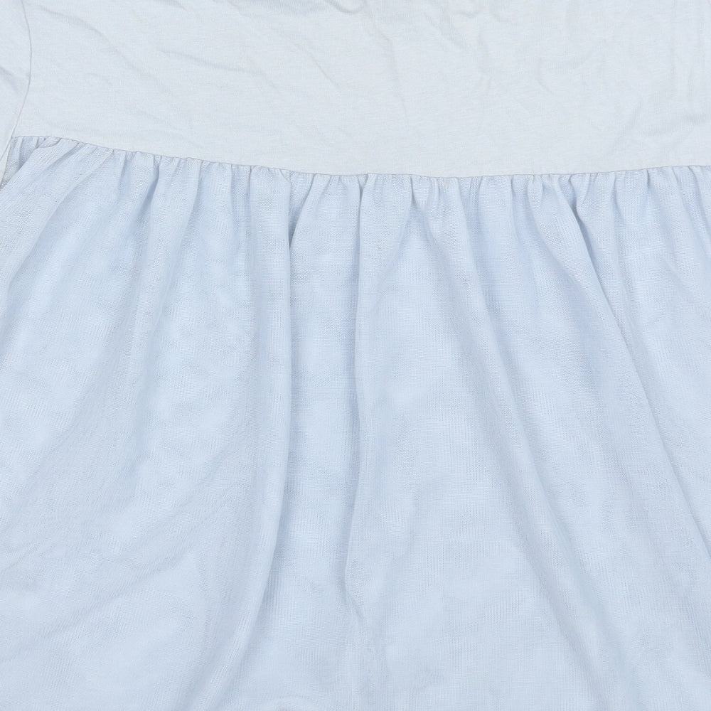 Topshop Womens Blue Cotton Basic T-Shirt Size 10 Round Neck