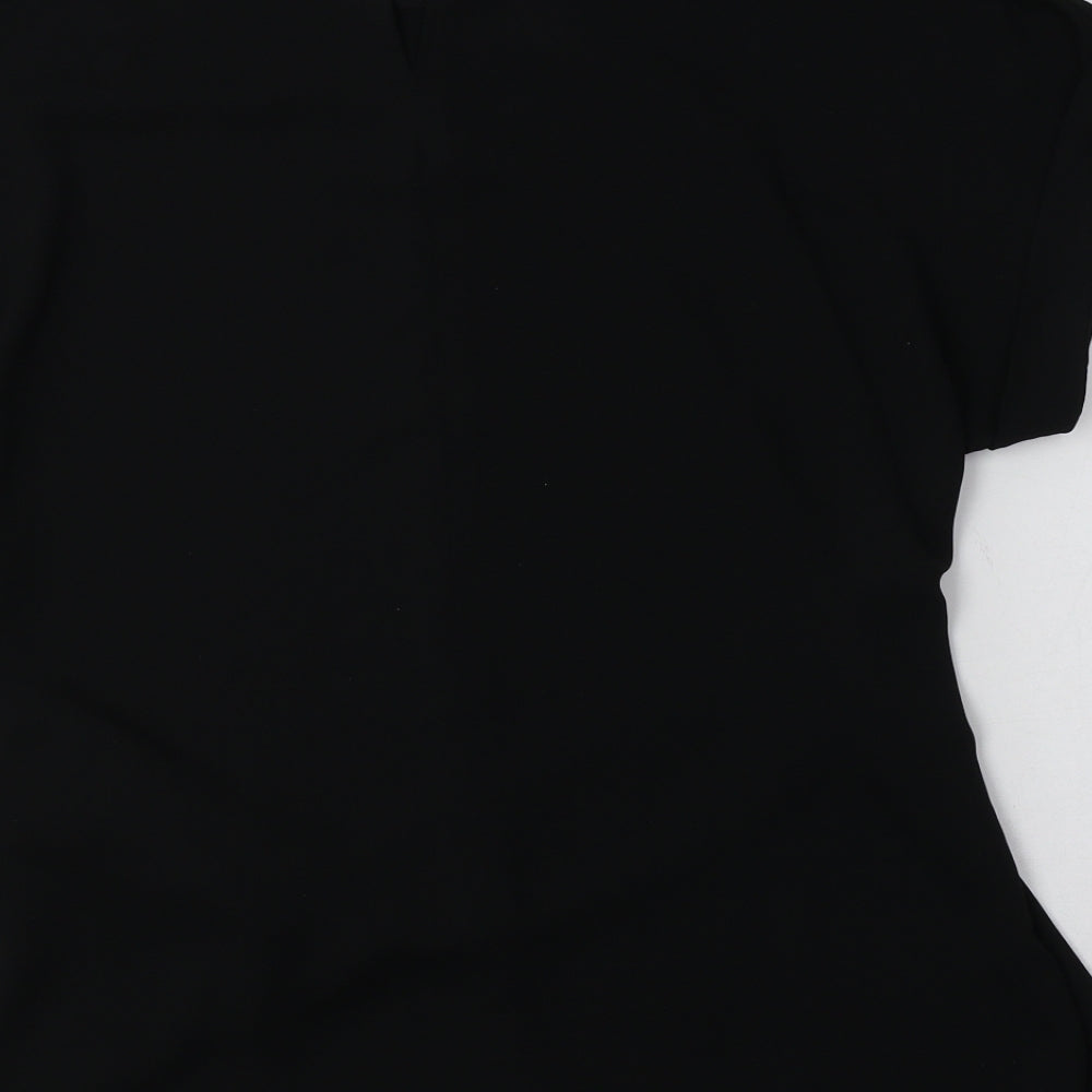 New Look Womens Black Polyester Basic Blouse Size 10 Crew Neck