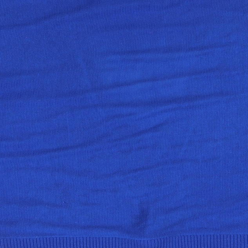 Dots Womens Blue V-Neck Acrylic Pullover Jumper Size XL