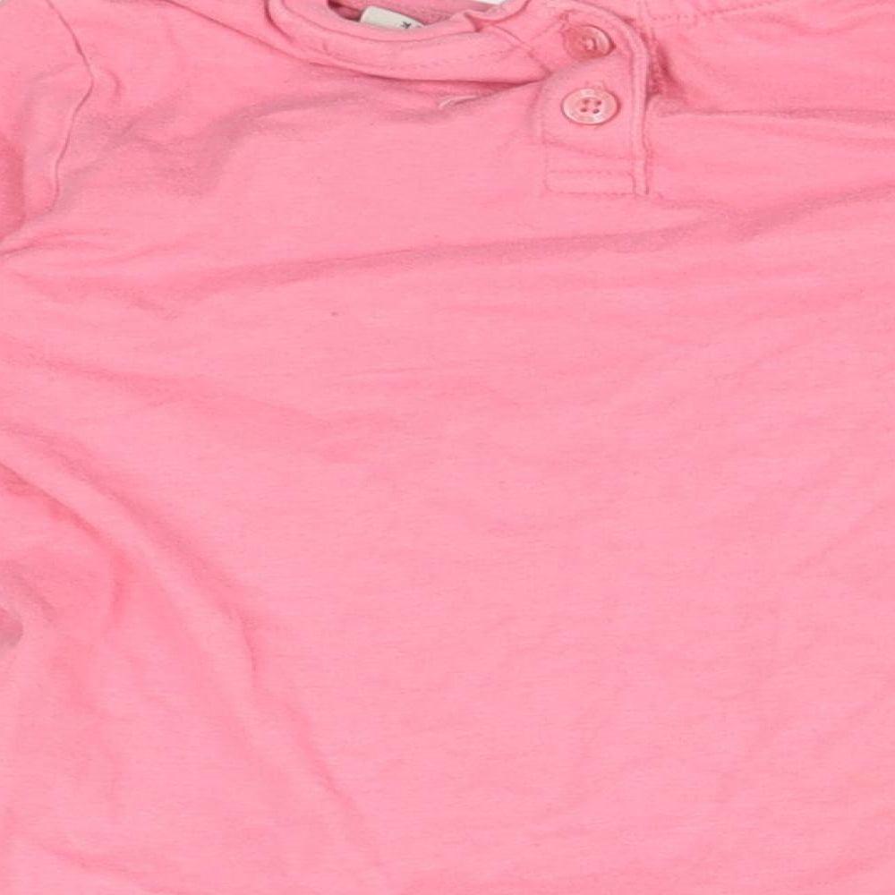 NEXT Girls Pink Cotton Basic T-Shirt Size 18-24 Months Round Neck