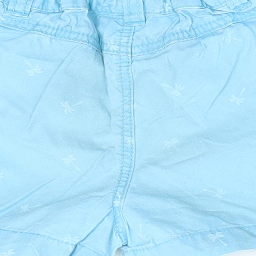 Victor Dodea Boys Blue Floral Cargo Trousers Size 12 Months - Palm Tree Print Back Elastication