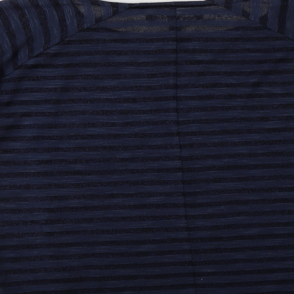 NEXT Womens Blue Striped Polyester Basic Blouse Size 8 Crew Neck