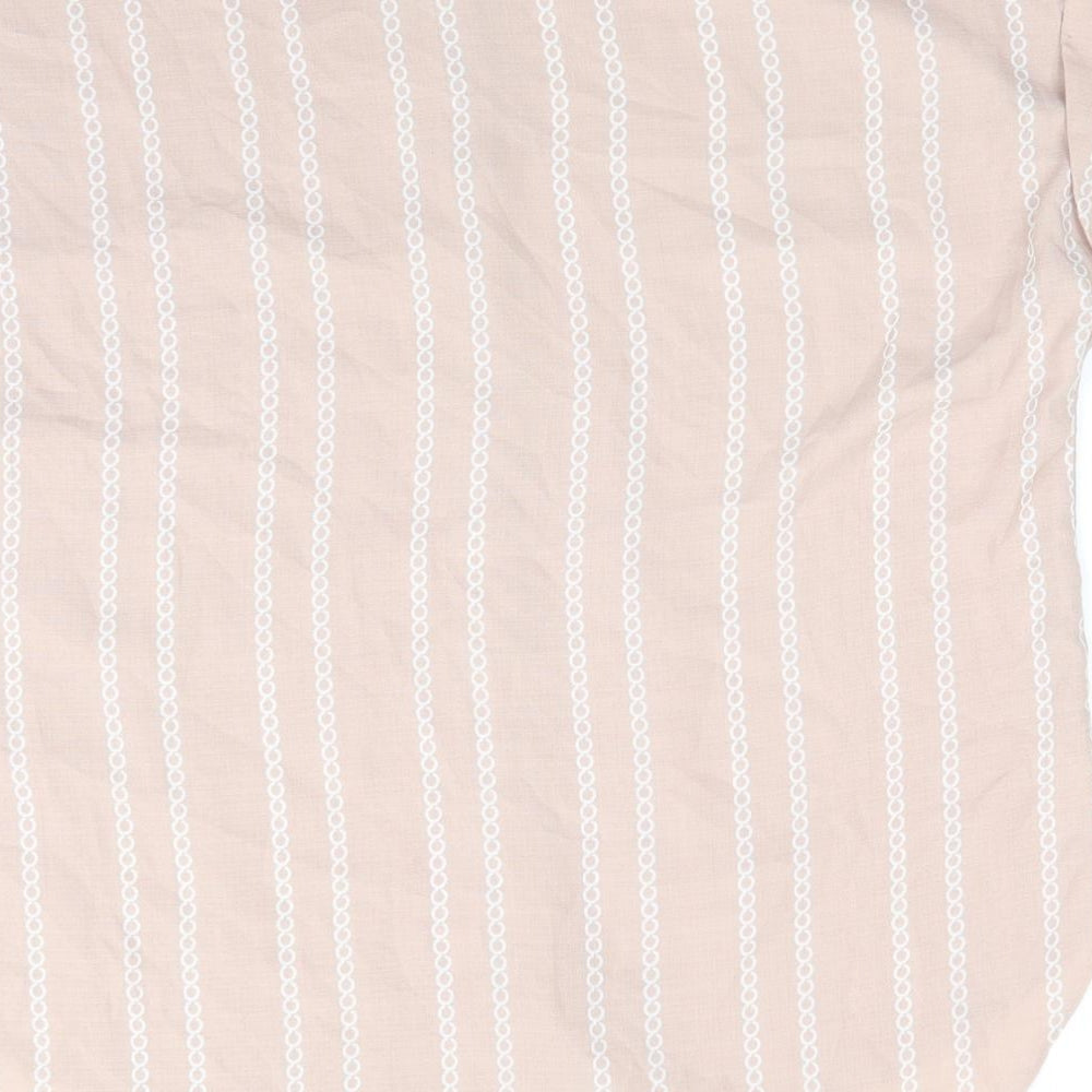 Florence and Fred Womens Pink Polyester Basic Button-Up Size 12 Collared - Vertical Chain like print Dull Pale Pink