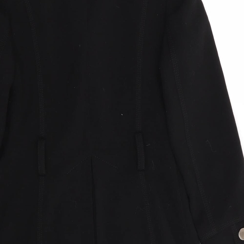 Dorothy Perkins Womens Black Overcoat Coat Size 12 - Stand Up Collar