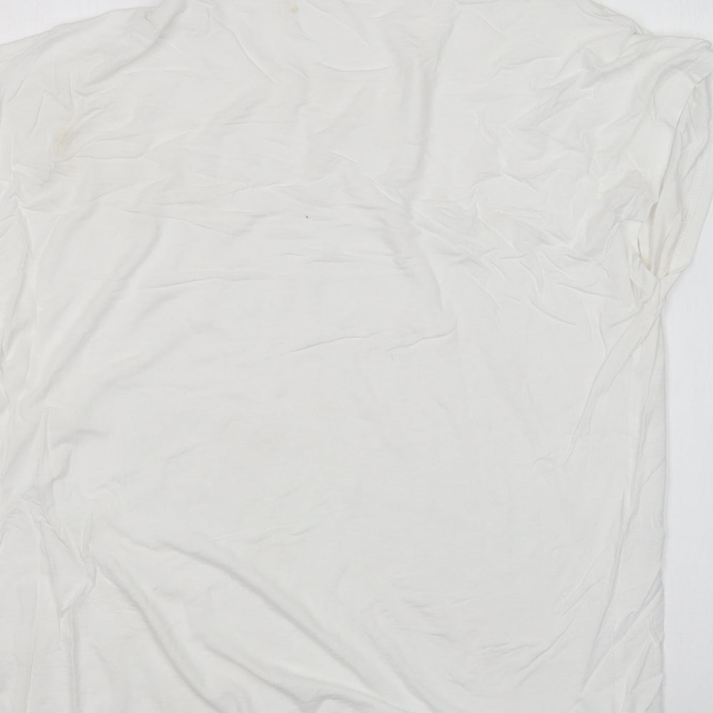 Very Womens White Viscose Basic T-Shirt Size 14 Round Neck
