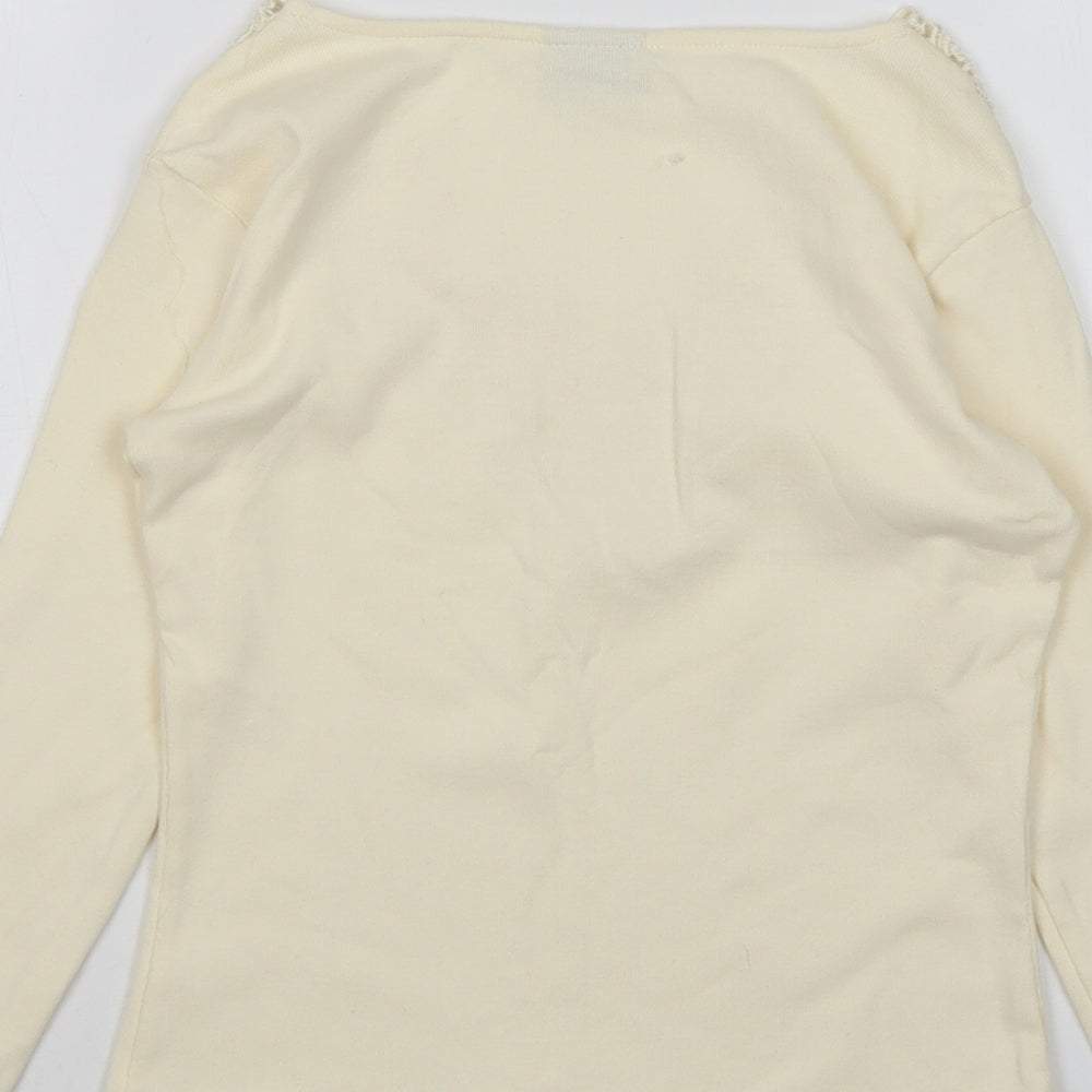 Xe Womens Ivory V-Neck Pullover Jumper Size M