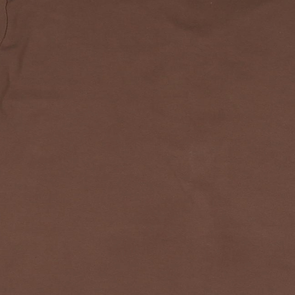 Marks & Spencer Womens Brown Cotton Basic Blouse Size 2XL Round Neck - Frill Detail Bohemian