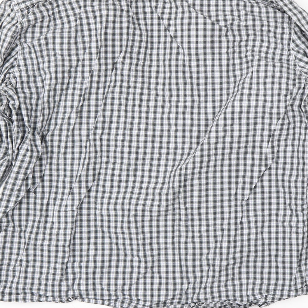 Marks & Spencer Mens Grey Check Cotton Button-Up Size M Collared Button
