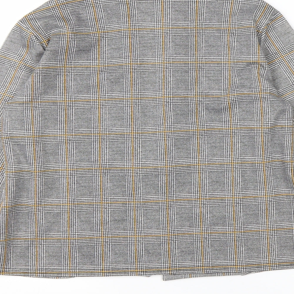 Select Womens Grey High Neck Check Polyester Cardigan Jumper Size 8