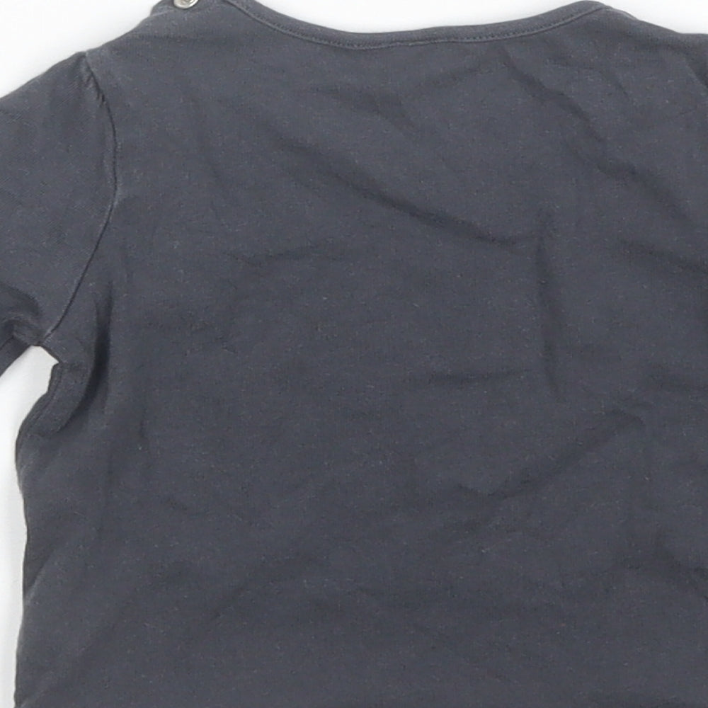 NEXT Baby Grey Cotton Basic T-Shirt Size 6-9 Months Round Neck