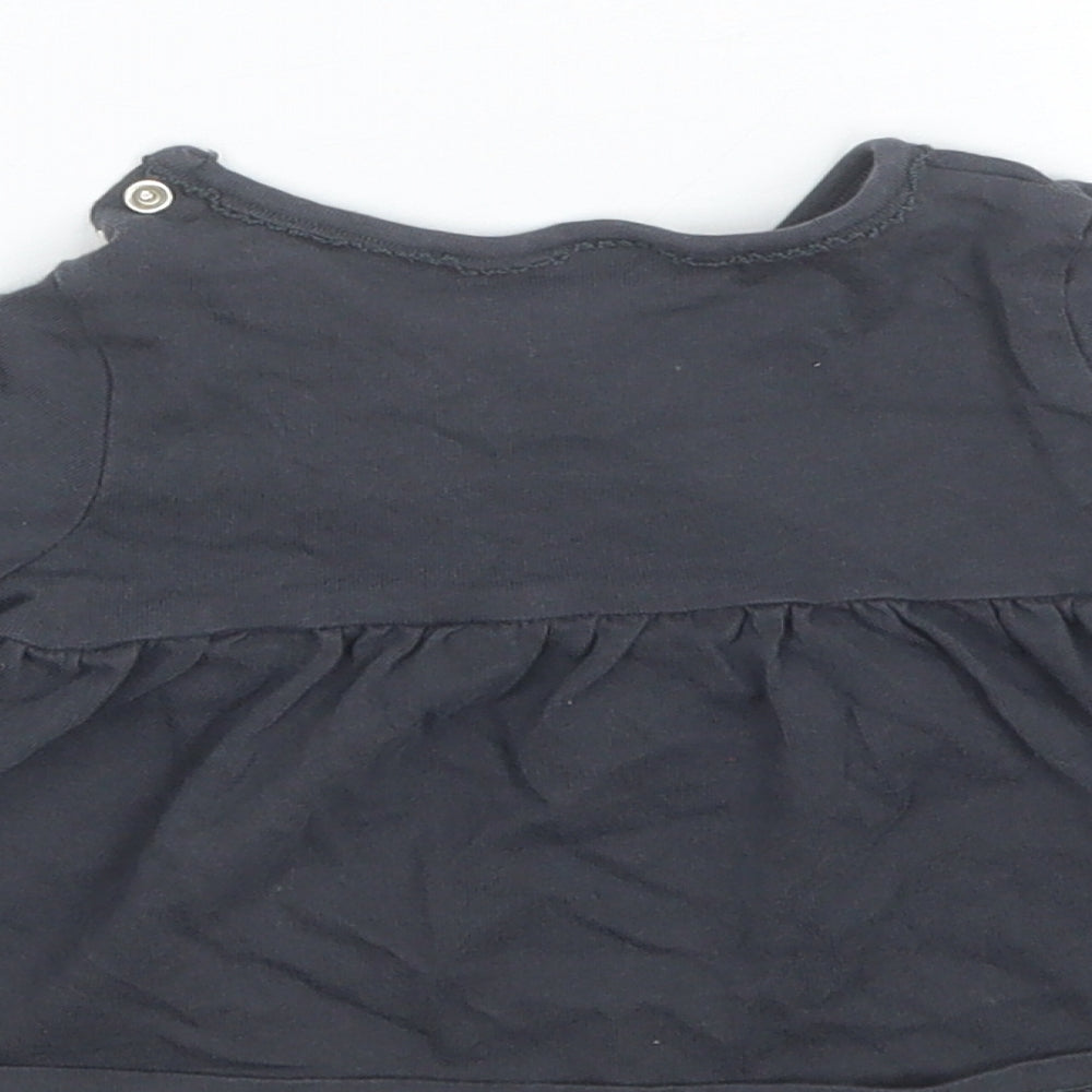 NEXT Baby Grey Cotton Basic Blouse Size 9-12 Months Round Neck