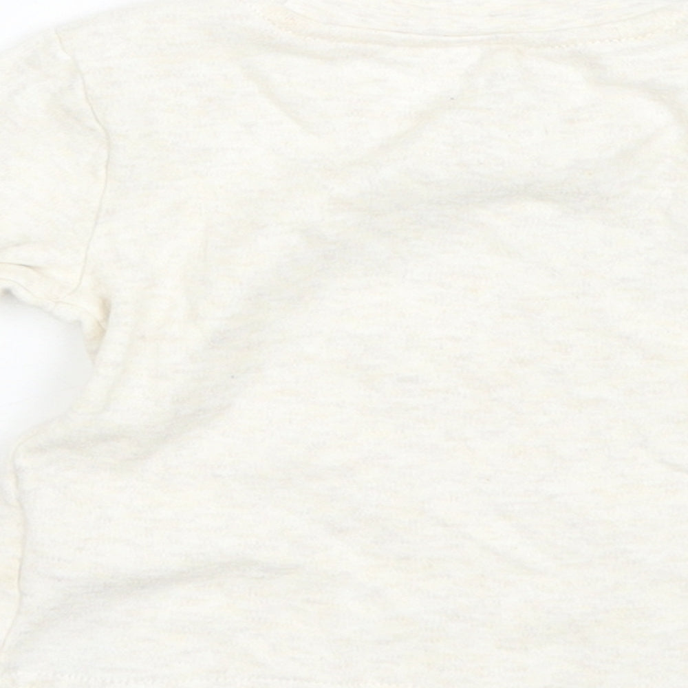 Primark Baby Beige Cotton Basic T-Shirt Size 9-12 Months Round Neck - Disney