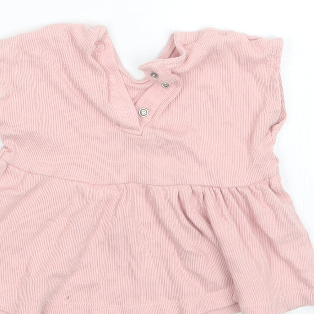 George Baby Pink Cotton Shift Size 9-12 Months Round Neck