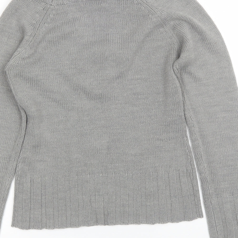 Redoute Womens Grey V-Neck Acrylic Pullover Jumper Size 4