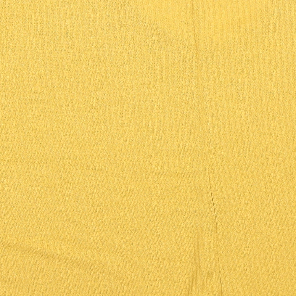 New Look Womens Yellow Viscose Basic Blouse Size M V-Neck