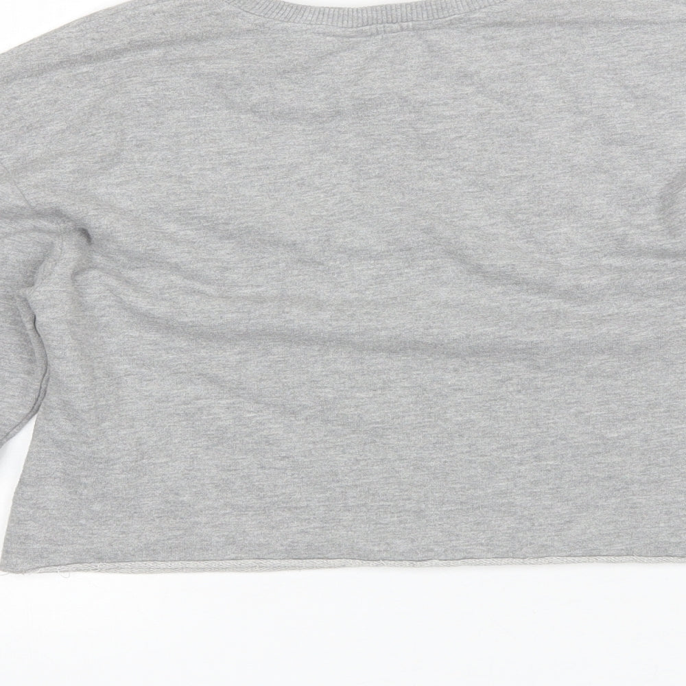 Miss Selfridge Womens Grey Round Neck Polyester Pullover Jumper Size 6 - Cropped