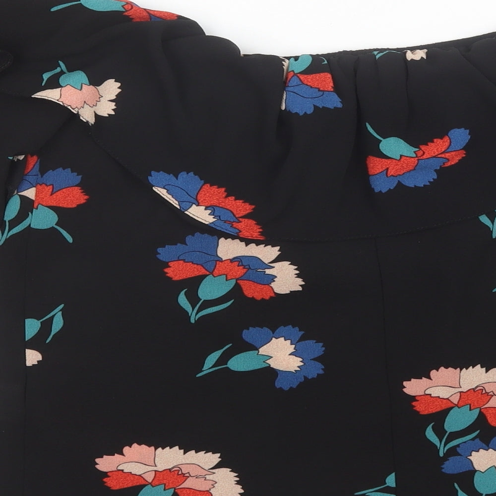 Atmosphere Womens Black Floral Polyester Basic Blouse Size 6 Off the Shoulder