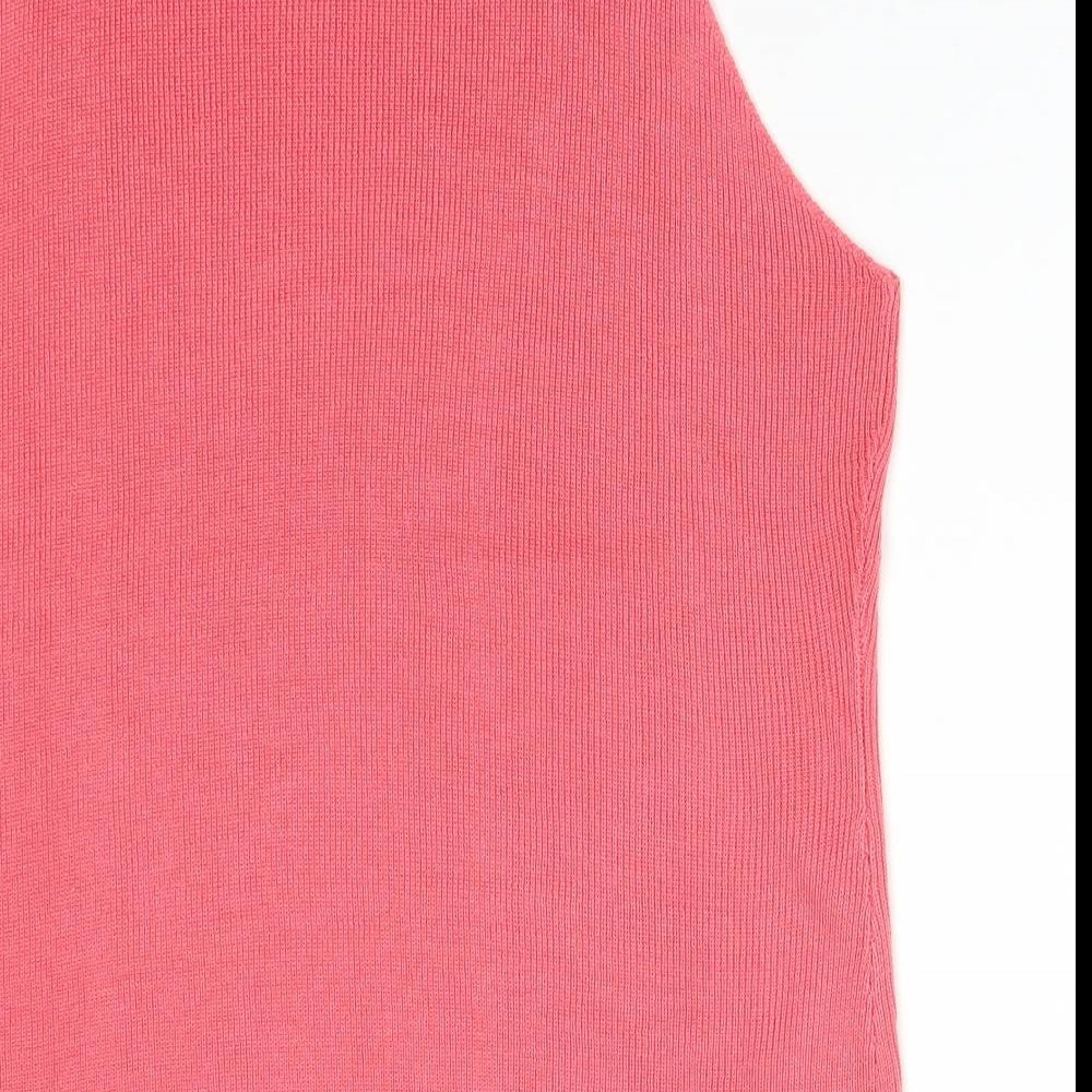 Sara Womens Pink Acrylic Basic T-Shirt Size 20 Square Neck