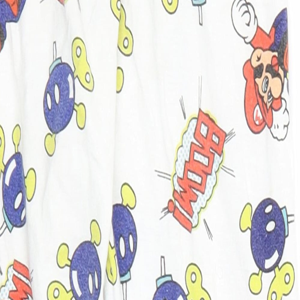 Mario Girls White Geometric Cotton Pyjama Pants Size 8-9 Years