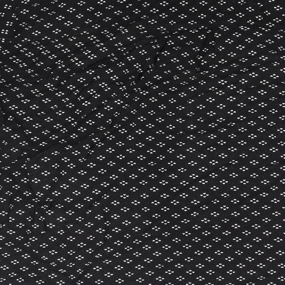 Oasis Womens Black Geometric Basic Button-Up Size 8 Collared