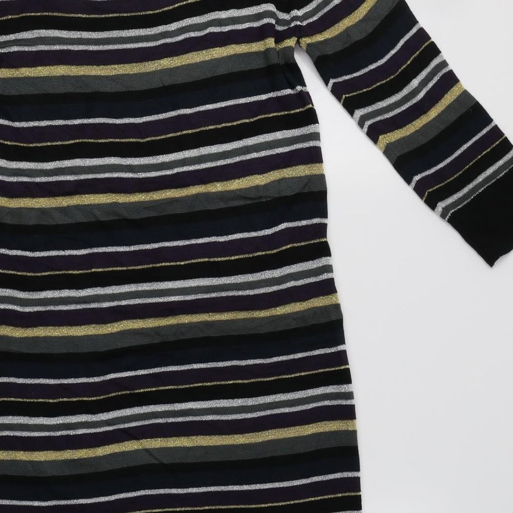 Soaked in Luxury Womens Multicoloured Striped Acrylic Jumper Dress Size S Boat Neck
