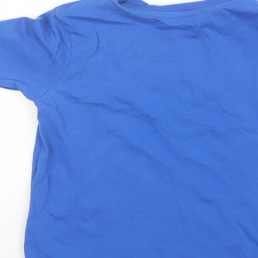 George Girls Blue Cotton Basic T-Shirt Size 6-7 Years Round Neck