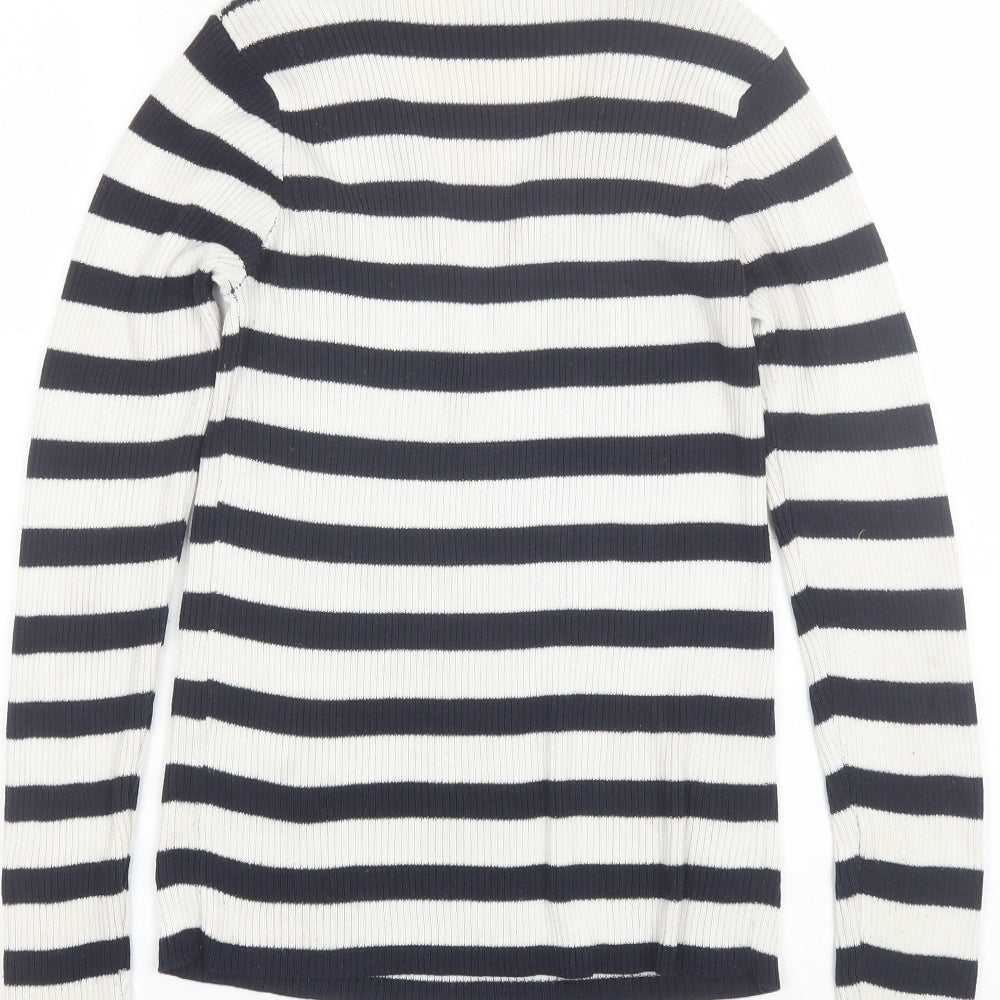 Atmosphere Womens Blue V-Neck Striped Polyester Pullover Jumper Size 12