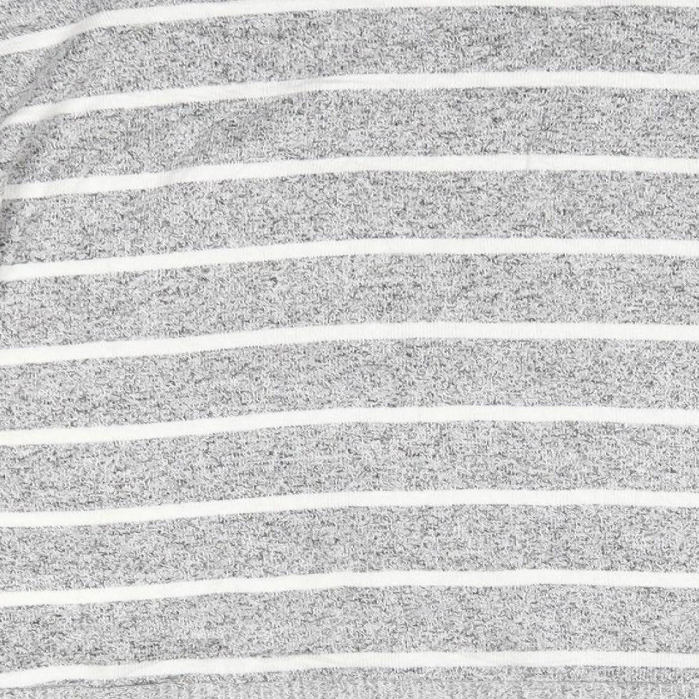 Marks & Spencer Womens Grey Round Neck Striped Viscose Pullover Jumper Size 12 - The Lounge Edit