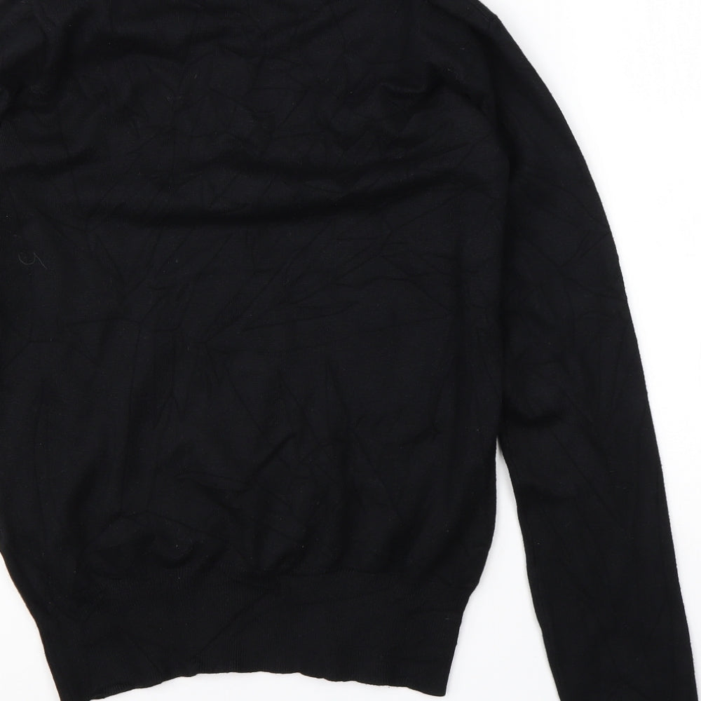 Preworn Womens Black V-Neck Viscose Pullover Jumper Size 12