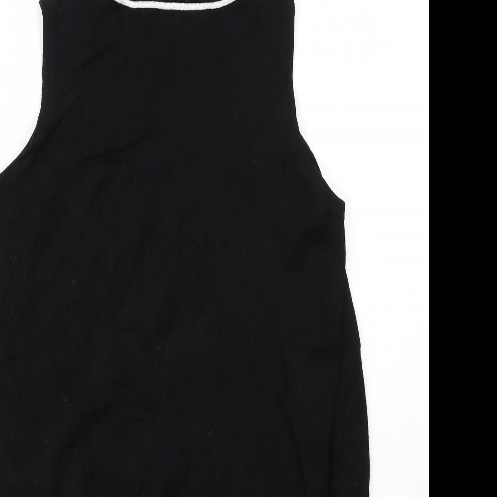River Island Womens Black Roll Neck Viscose Vest Jumper Size 8