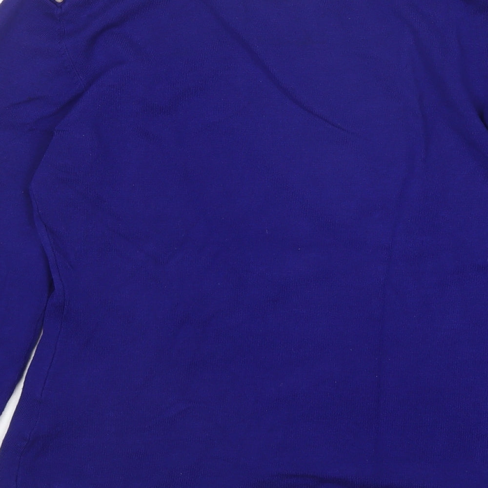 Darling Womens Blue Round Neck Viscose Pullover Jumper Size M