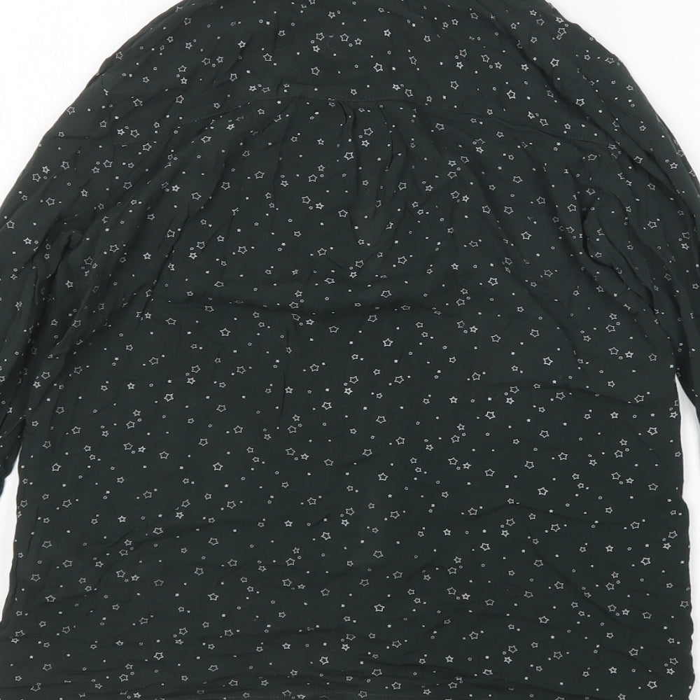 Pull & Bear Womens Green Viscose Basic Button-Up Size XS Collared