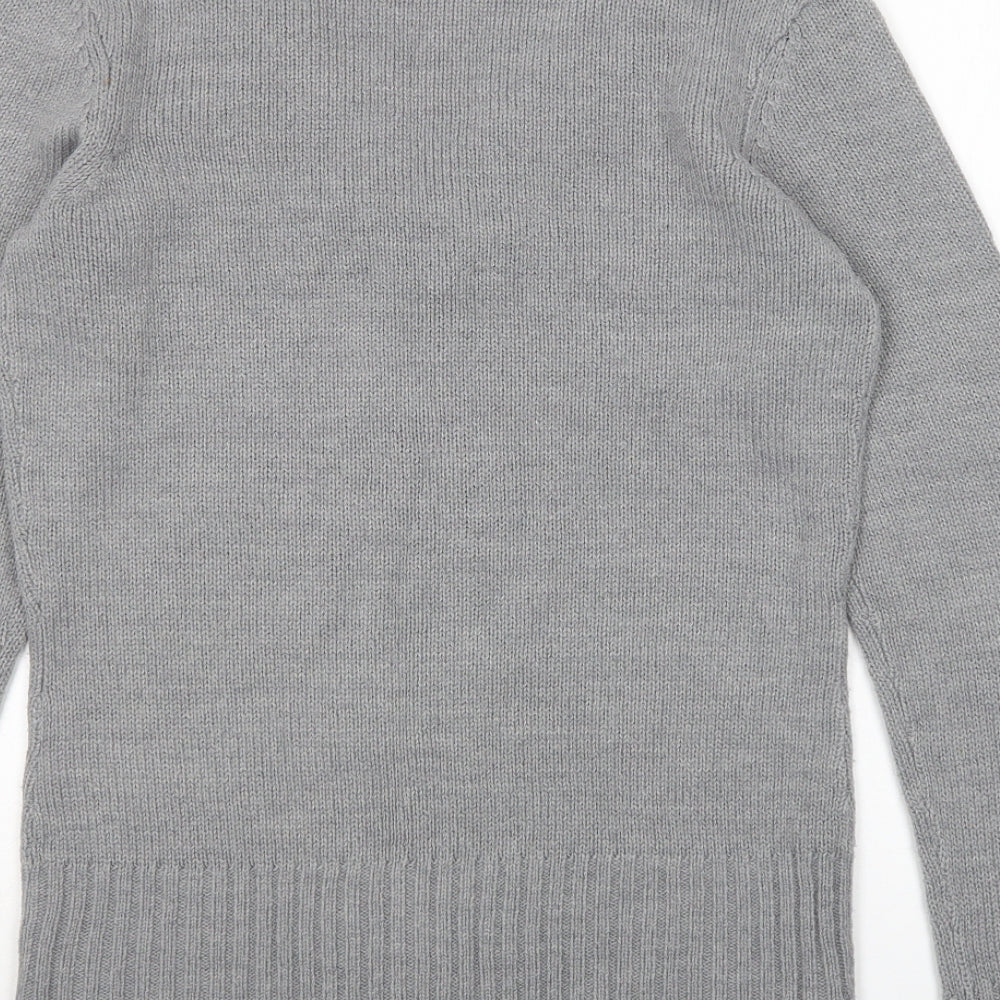 Redoute Womens Grey V-Neck Acrylic Pullover Jumper Size 12