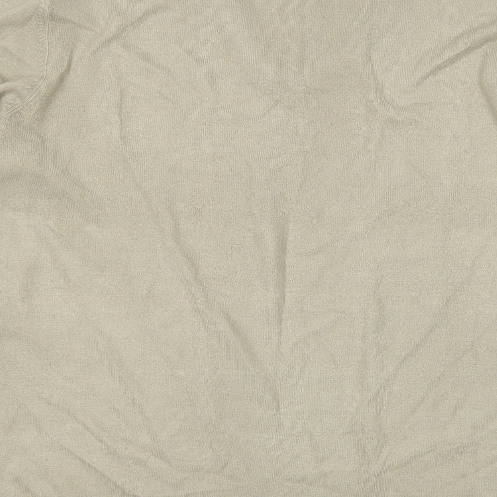 Marks & Spencer Mens Beige V-Neck Acrylic Pullover Jumper Size L
